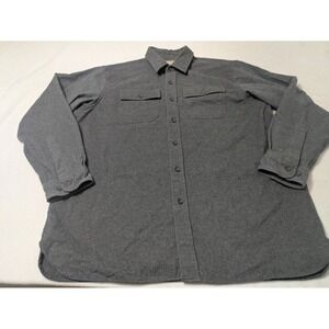 LL Bean Shirt Mens Gray XL Chamois 100% Cotton Flannel Button Up Long Sleeve